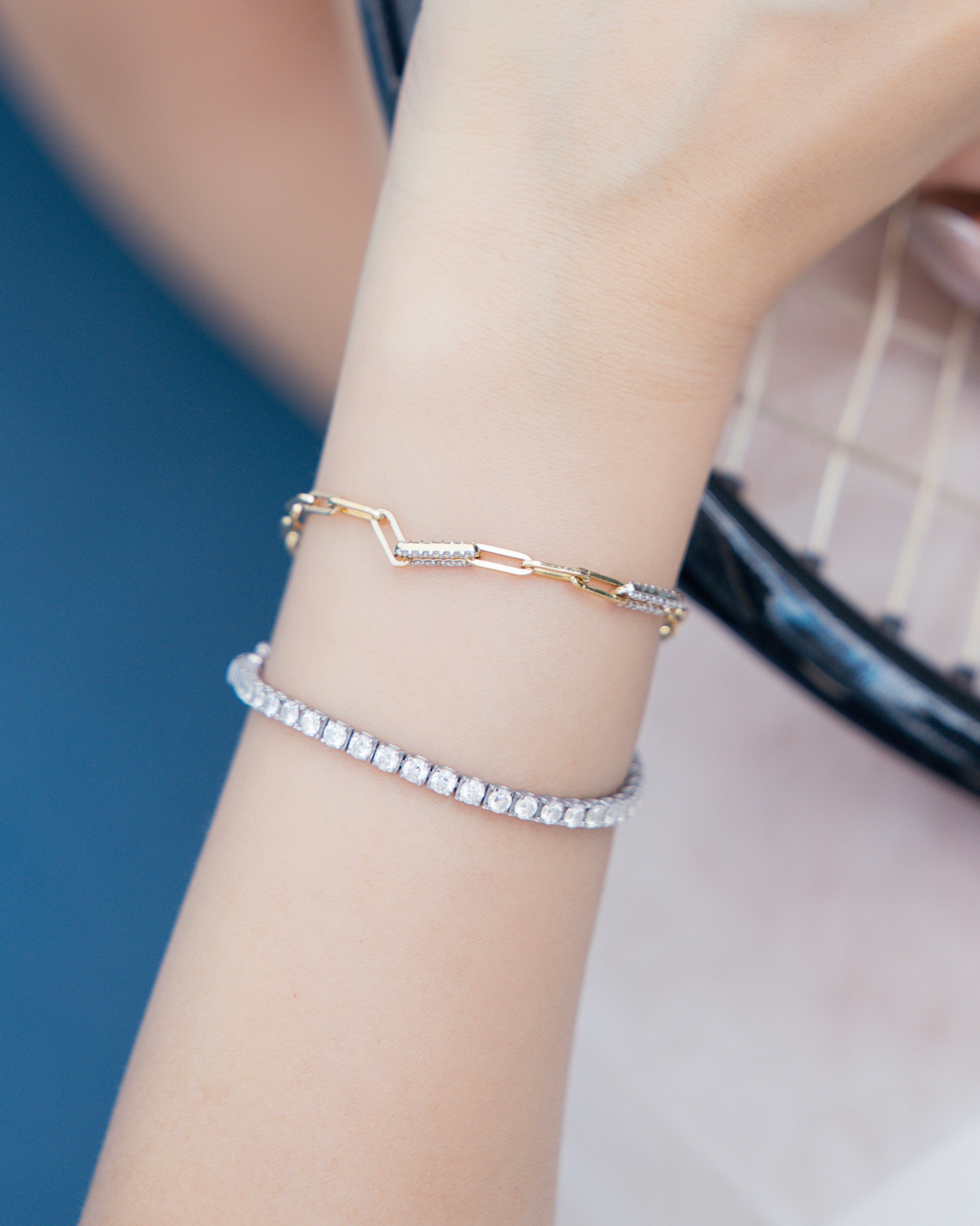Diamond Chain Link Bracelet (with alternating diamonds and plain links)