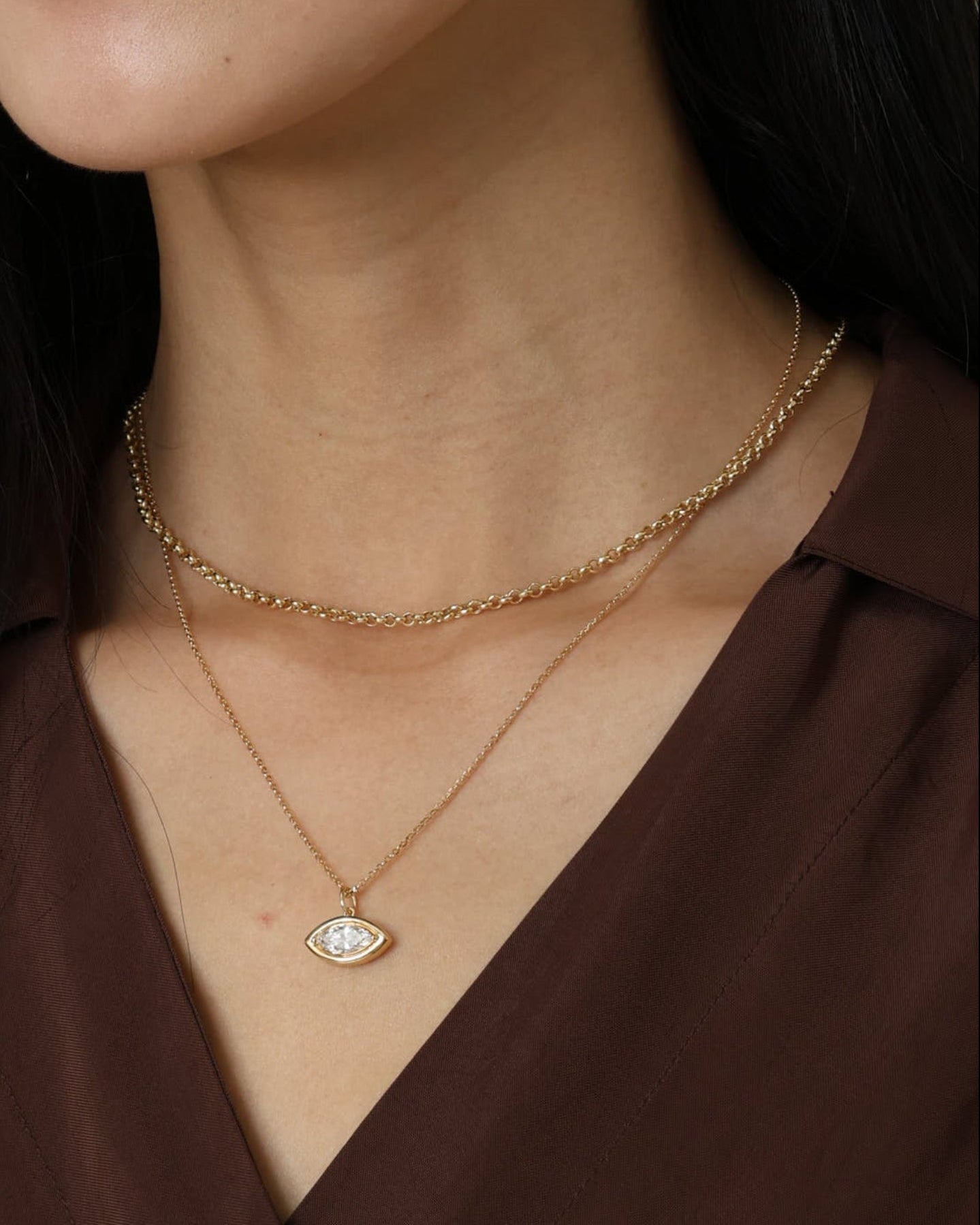 Beaded Marquise Diamond Pendant