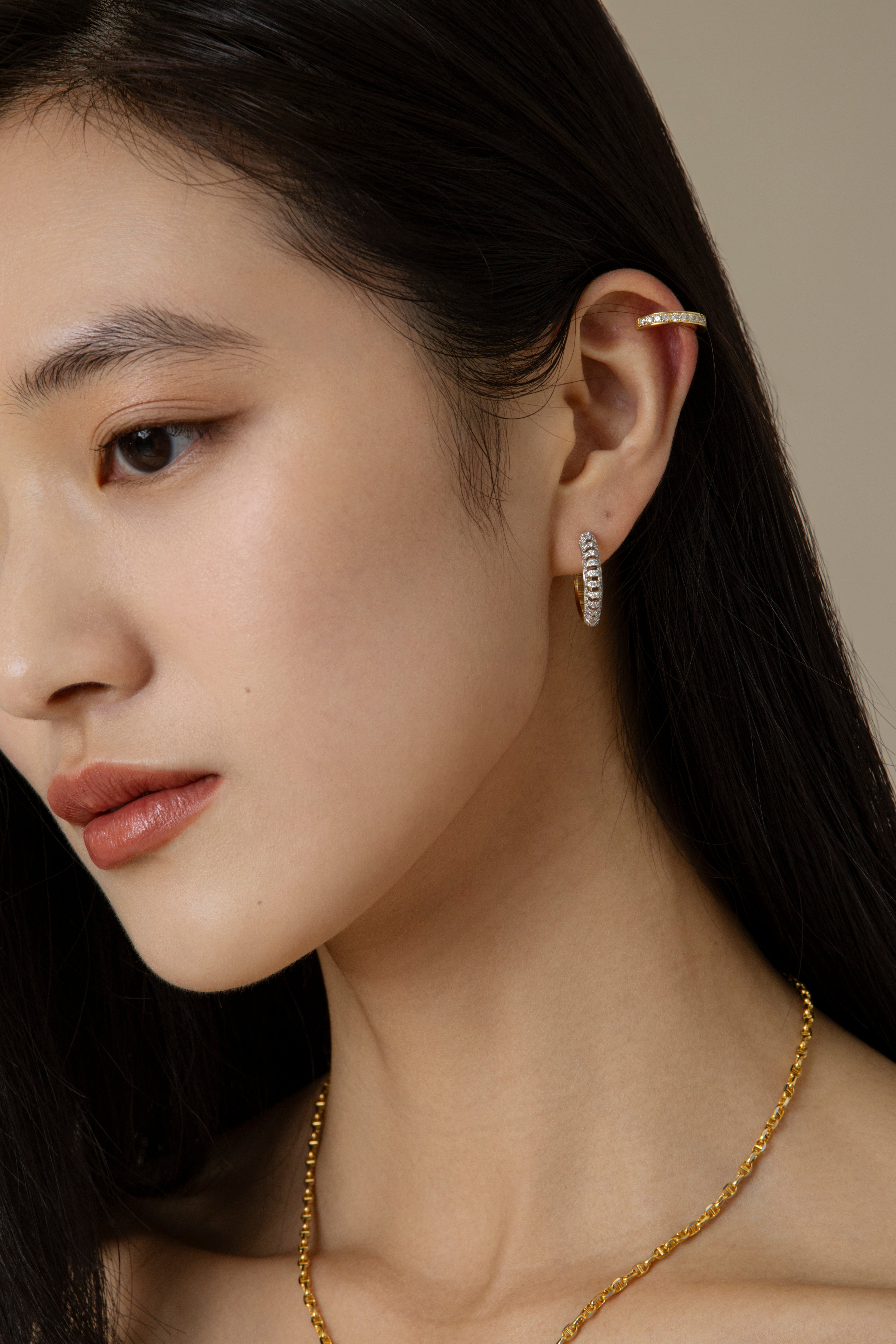 Open-work Diamond Hoop Earrings