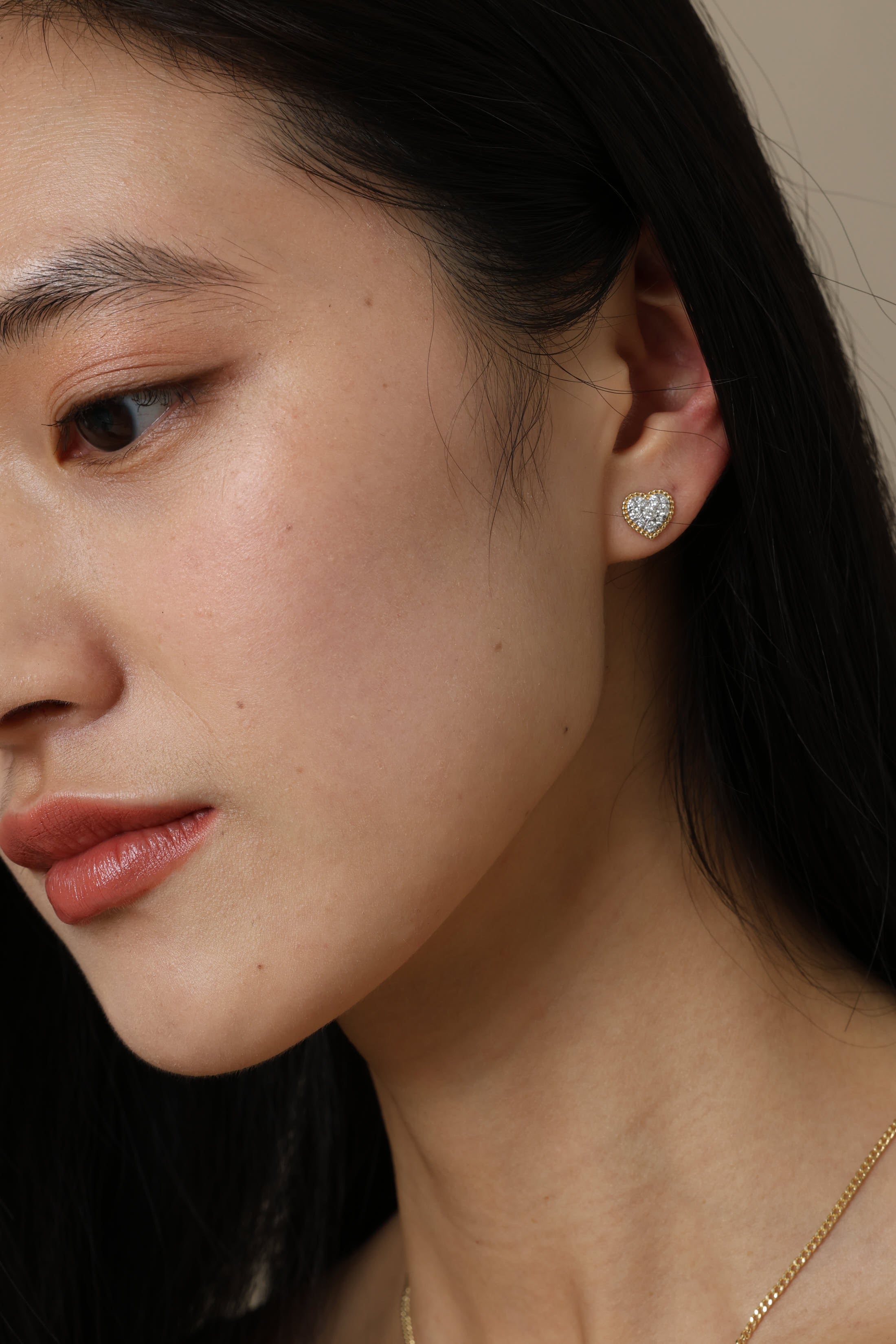 Beaded Heart Pave Diamond Earrings