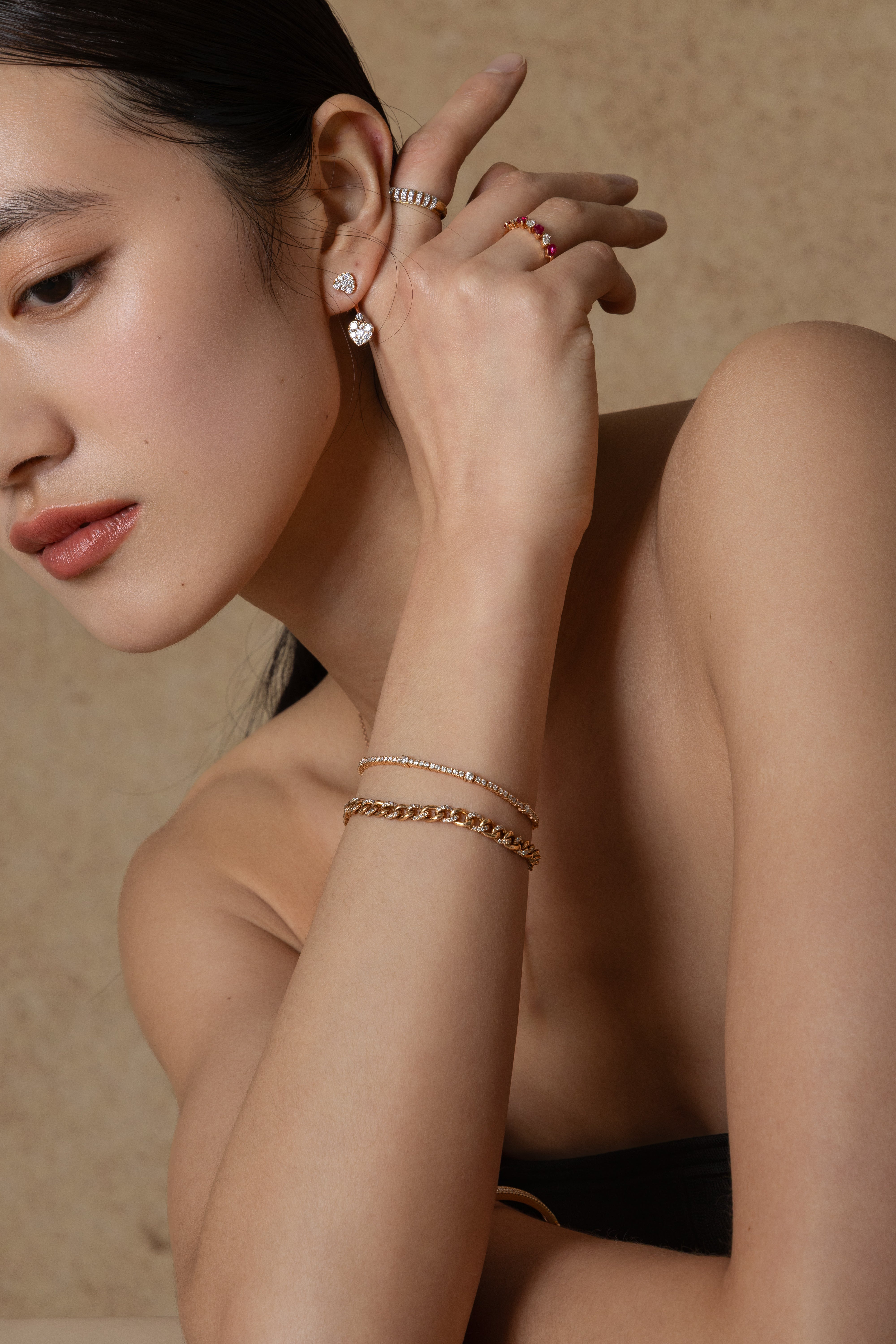 Front to Back Heart Shaped Pave Earrings