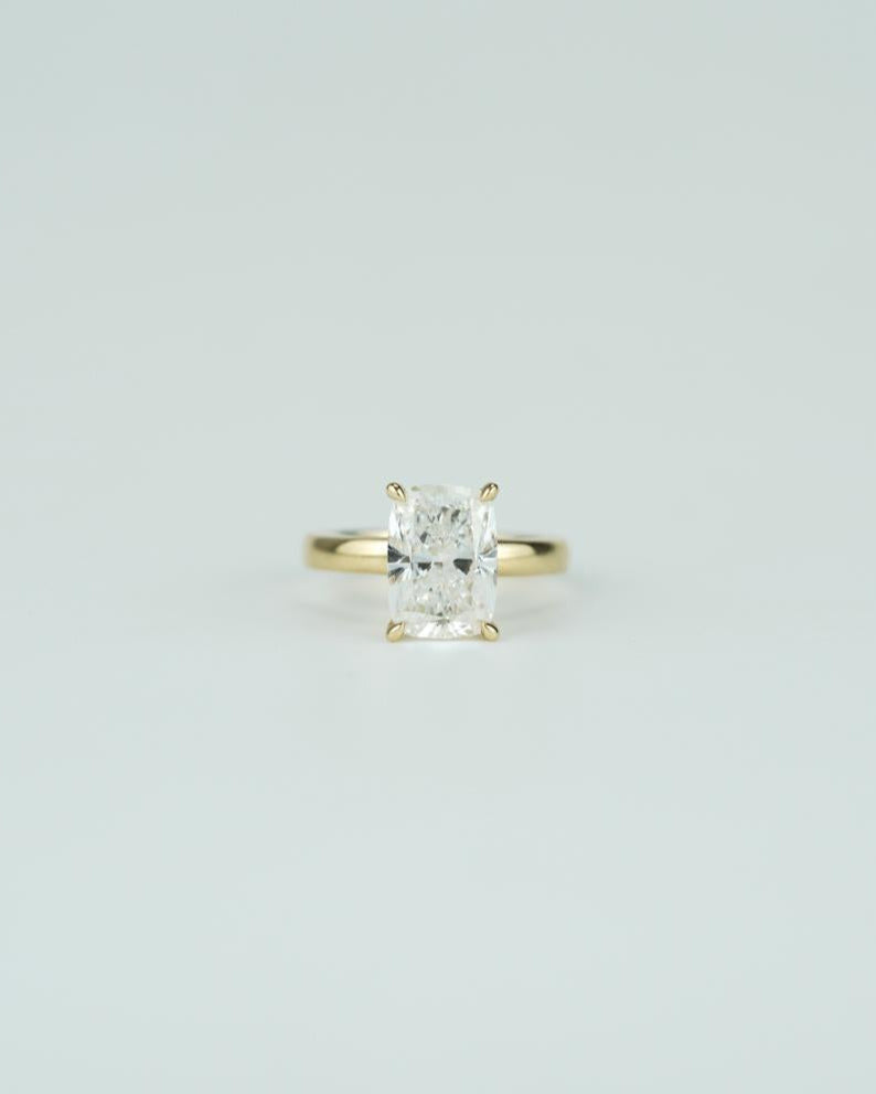 3-carat elongated cushion cut diamond ring
